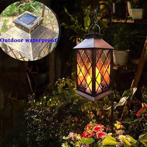 Solar Lantern Outdoor,Garden Hanging Lantern- PVC Waterproof 3 LED Flickering Flameless Candle Decorative Lights for Table,Outdoor,Party(1 Pack) thumbnail 4