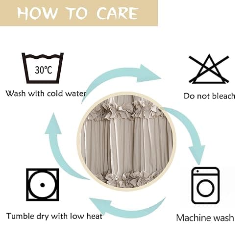 Homechoice Decor Camel Ruffle Stall Shower Curtain, Vintage Handcrafted Bow Tie Bath Curtain for Master Bathroom, Ruched Microfiber Bathroom Curtain with 8 Buttonholes, 48" W x 72" H (LQ-10) thumbnail 7
