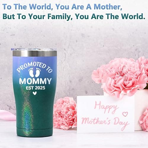 GINGPROUS 2025 New Mom Gifts, Promoted to Mommy Est 2025, Mothers Day Gifts for New Mom to be First Time Mama Pregnancy Must Have Baby Shower, 20oz Insulated Stainless Steel Travel Tumbler, Gradient thumbnail 5