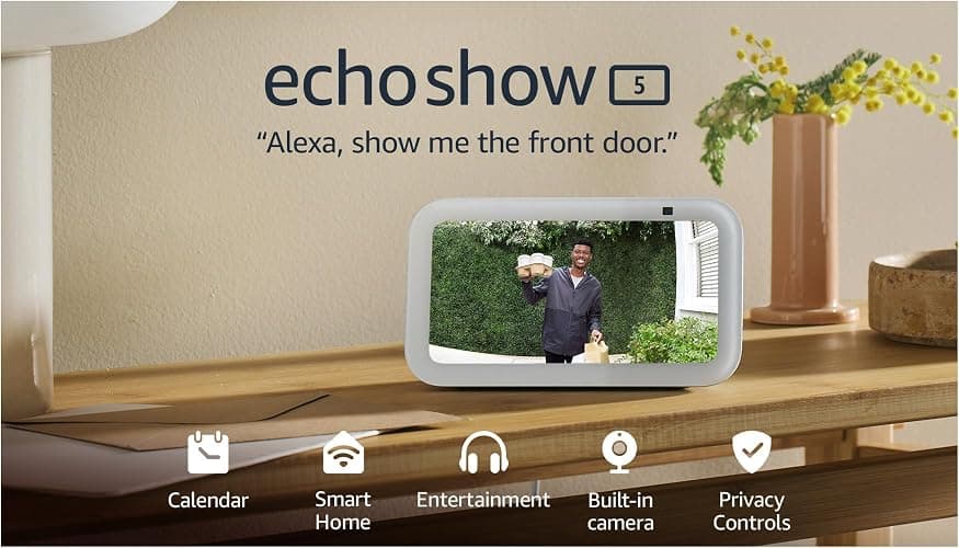 Echo Show 5 (Newest gen) | Smart display and alarm clock with clearer sound | White thumbnail 8