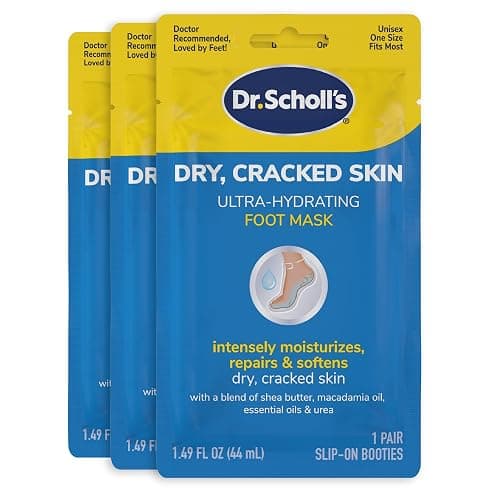 Dr. Scholl's Dry, Cracked Skin, Ultra Hydrating Foot Mask, 3 Pairs Moisturizing Socks: Intensely Moisturizes Repairs and Softens Rough Dry Skin with Urea & Essential Oils for Dry Cracked Feet - Image 1
