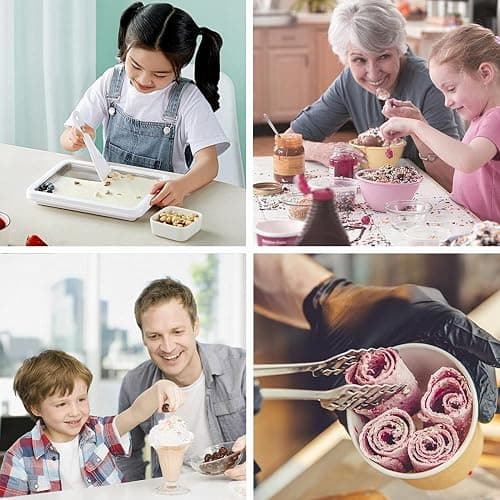 Instant Ice Cream Maker,Rolled Ice Cream Maker, Soft Serve Ice Cream maker,Perfect for Frozen Yogurt, and More! Food grade stainless steel ice cream roll machine for home us (white) thumbnail 9