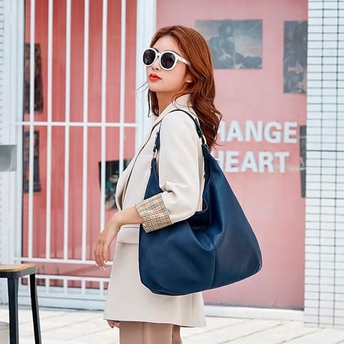 Ashioup Women's Tote Bag Vintage PU Leather Handbags for Women Hobo bags Tote Shoulder Bag with Zipper thumbnail 2