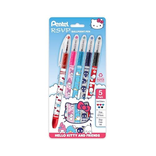 Pentel RSVP Ballpoint Pen, Hello Kitty® and Friends, Limited Edition, Mix 2, 0.7mm Fine Line, Assorted Ink, 5-Pk (BK90HKPF5M1) - Image 1