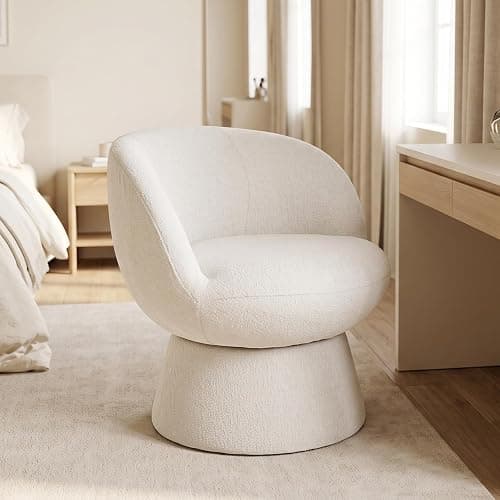  White Swivel Vanity Chair  - Image 1
