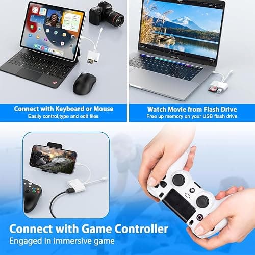 USB SD Card Reader SD Card Reader for iPhone, MBODMI USB-C & Lightning Dual Port Connectors,Digital Camera Adapter to iPhone USB C, Memory Card Reader Supports SD/Micro SD/USB 3.0 No App Required thumbnail 7