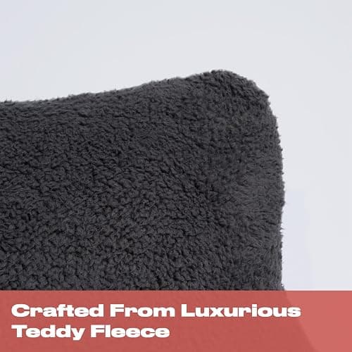OHS Teddy Reading Pillow with Arms Charcoal Grey, Cuddle Cushion for Adults Soft Cosy Supportive Teddy Pillow with Arms Snuggle Hug Pillows Relaxing at Home thumbnail 3