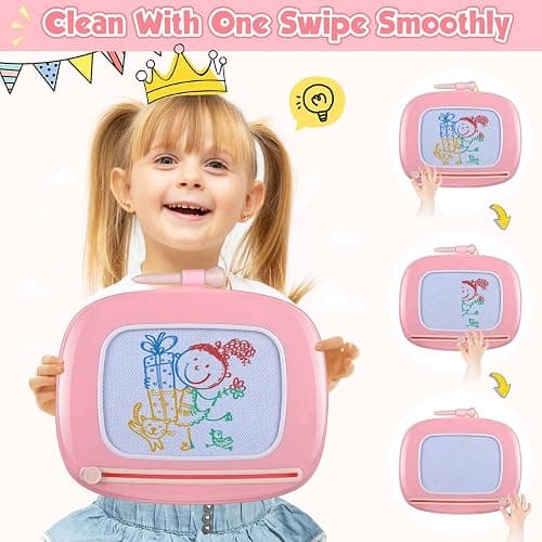 Smasiagon Toddler Toys Age 1-2, Magnetic Drawing Board, Early Learning Doodle Board Writing Painting Sketch Pad, Birthday Christmas Day Gifts for 1 2 3 Year Old (Pink) thumbnail 4