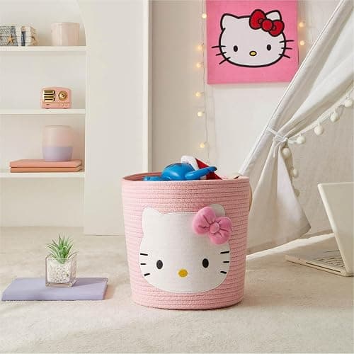 Idea Nuova Sanrio Hello Kitty Rope Storage Basket,10" H x 10" W, Decorative and Functional Organizer for Kids Room or Nursery - Hello Kitty thumbnail 2