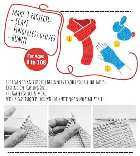 CraftLab Knitting Kit for Beginners, Kids Adults Seniors Includes All Knitting Supplies: Wool Yarn, Knitting Needles, Yarn Needle and Instructions – Fantastic DIY Gift Learn to Knit Arts & Crafts Kit thumbnail 5
