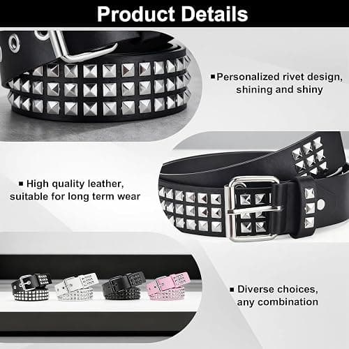 Aiuulu Studded Belt Kit, Y2k Alt Punk Emo Grunge with Grommet Bright Metal Belts for Women Men thumbnail 7