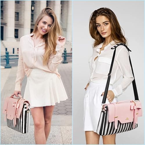 MATEIN Laptop Bag for Women, 17 inch Cute Computer Briefcase Laptop Carrying Case, Lightweight Messenger Sleeves Shoulder Work Tote Bag with Bow & RFID Pocket Gifts for College Office Business, Pink thumbnail 2