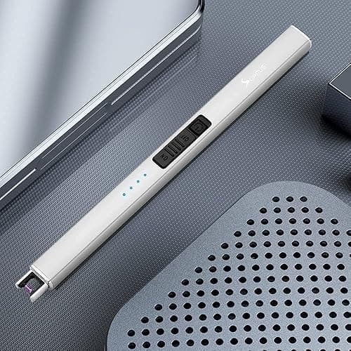 SUPRUS Electric Lighter Arc Windproof Flameless USB Rechargeable Lighter with Safety Lock for Candle BBQ Camping (Silver) thumbnail 3