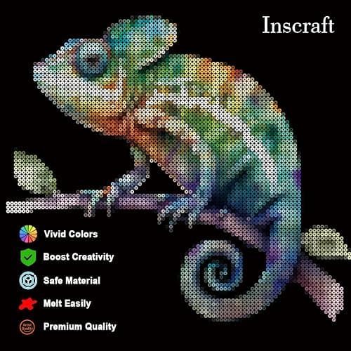 INSCRAFT 28,000 Mini Fuse Beads, 2.6mm 48 Colors Melty Beads with 7 Pegboards 15 Ironing Sheets 2 Tweezers 2 Ironing Papers & 6 Chain Accessories thumbnail 6