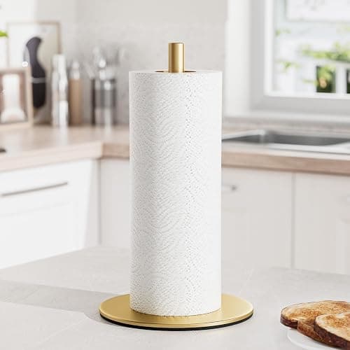 Gold Free-Standing Paper Towel Holder, Premium Stainless Steel Towel Holder for Rolls Organizer, Classic Fashion Roll Dispenser for Kitchen thumbnail 2