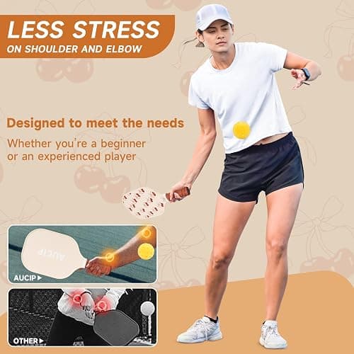 Pickleball Paddles, USAPA Approved Cute Pickleball Paddles Set of 2/4, Polypropylene Honeycomb Core, Fiberglass Pickleball Set with 2 or 4 Pickleball Rackets, 4 Balls, 1 Bag for Women thumbnail 4