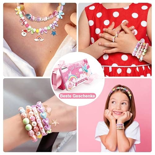 Amteker Geschenke für Mädchen, Perlen für Auffädeln DIY 24 Farben, Bastelset Kinder ab 4 6 Jahre, Armbänder Selber Machen, Basteln Mädchen Einhorn Geschenk 4-6-8 Jahre, Ostergeschenke Kinder Teenager thumbnail 7