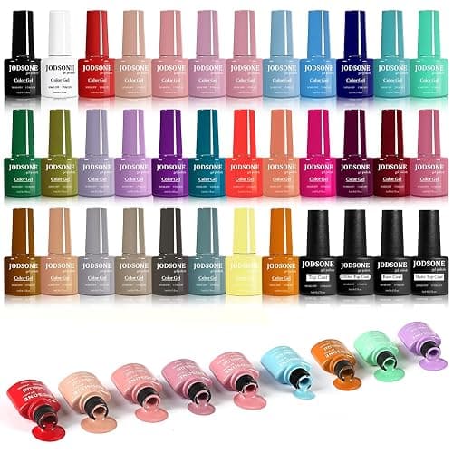 JODSONE 36 PCS Gel Nail Polish Set-32 Colors Gel Nail Polish Set Same Color Same Bottle No Wipe Base Top Matte Glitter Coat Professional Choice Salon Gifts - Image 1
