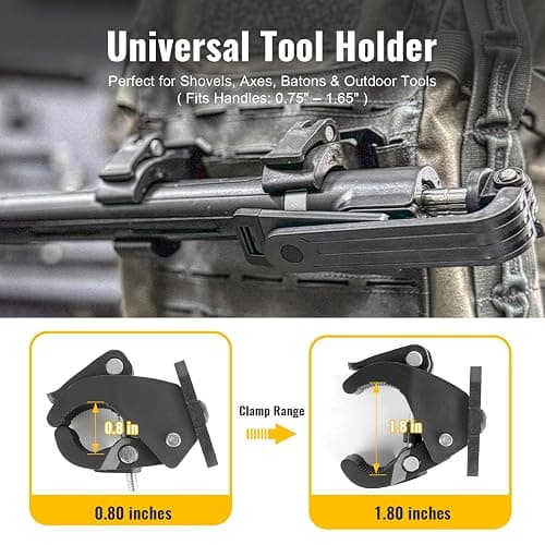 GEARZONE Quick Release Clamp Shovel Mount for MOLLE Panel Attachments for Tactical Backpack MOLLE Bag Molle Attachments for Shovel, Axe, and Tools, 2-Pack thumbnail 4