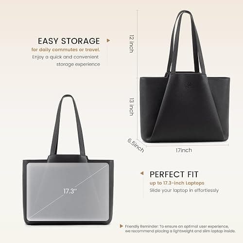 LOVEVOOK Laptop Tote for Women - 15.6 Inch Faux Leather Laptop Bag with Clutch, Large Capacity Office Purse Computer thumbnail 4