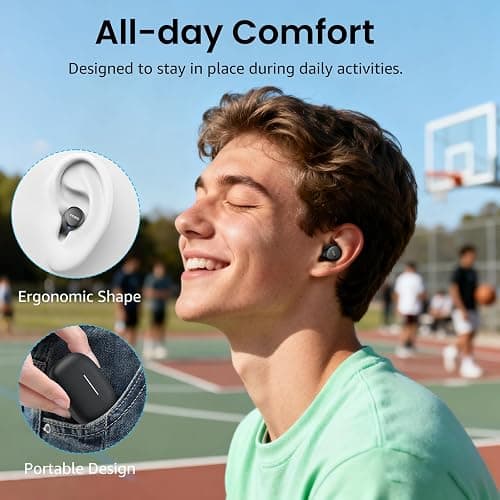 TOZO Upgraded A1 Mini Wireless Earbuds Bluetooth 5.3 Light Weight in Ear IPX5 Waterproof Headphones 2 Mic for AI Calls, Immersive Premium Sound Bass Headset with Charging Case, 32 Presets EQ via App thumbnail 8