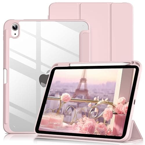 Lsmmpoba Hülle für iPad (A16) 11. Generation 2025/ iPad 10. Generation mit Stifthalter 10.9 Zoll Modell 2022, Stoßfeste Schutzhülle mit transparenter Hartschale auf der Rückseite, Rosa - Image 1
