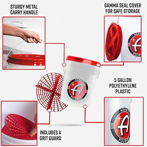 Adam's Grit Guard Wash Bucket with Lid - Professional, Heavy Duty 5 Gallon Detailing Bucket thumbnail 2