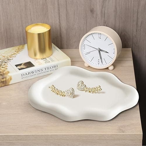Ceramic Jewelry Dish for Women, Jewelry Tray Trinket Dish, Irregular Cloud Shape Ceramic Plate, Watch Keys Tray Ring Dish Holder for Mother's Day/Christmas/Thanksgiving/Birthday Gift(White) thumbnail 7