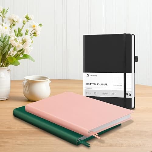 Lonely Oak Notizbuch A5 Hardcover Bullet Dotted Journal 120g/m²Dickes Premium Säurefreies Papier, 156 Seiten Journal mit Gummiband & Innentasche, 14,5 x 21,3 cm (Schwarz) thumbnail 7