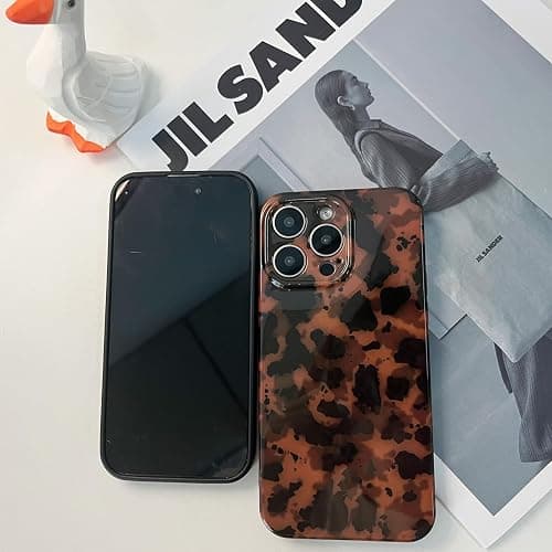 aaknhen Tortoise Shell Phone Case Compatible for iPhone 13 Retro Leopard Cheetah Print Chic Animal Pattern Flexible Soft TPU Protective Cool Girls Amber Brown Protective Cover(for iPhone 13) thumbnail 9
