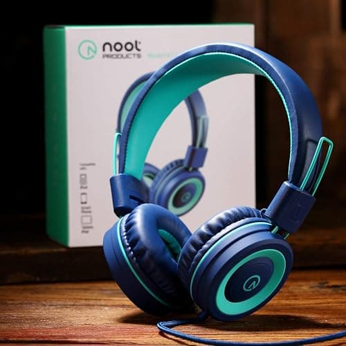 noot products K11 Kids Headphones with Wired Cord 3.5mm Jack Navy/Teal | 5ft Long Cord, Tangle Free, Foldable, Plug in On-Ear Headset for School, Classroom, Boys, Girls, Toddler Laptop Travel Tablet thumbnail 6