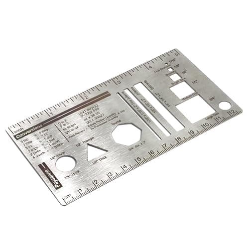 UPTTHOW Culinary Ruler Stainless Streel Mini Cutting Reference Template Cooking Measurement for Food Essential Kitchen Tool with Weight Temperature Baking Conversion Chart for Beginner and Chef (5*3") - Image 1