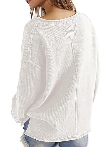 GREAIDEA Women's Pullover Fall Winter Sweaters 2025 Long Sleeve Roll Crewneck Side Slit Oversized Knit Tunic Sweater Tops thumbnail 2