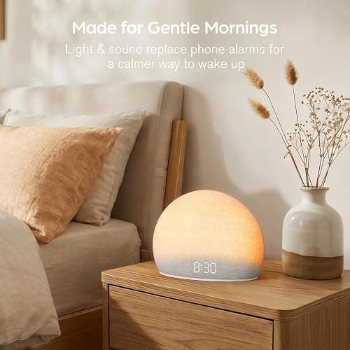 HOUSBAY Sunrise Alarm Clock with White Noise Sound Machine – Wake-Up Light for Bedroom, 5 Gentle Alarm Sounds, 20 Soothing Sleep Sounds, Dimmable Display, Phone-Free Bedside Clock thumbnail 2