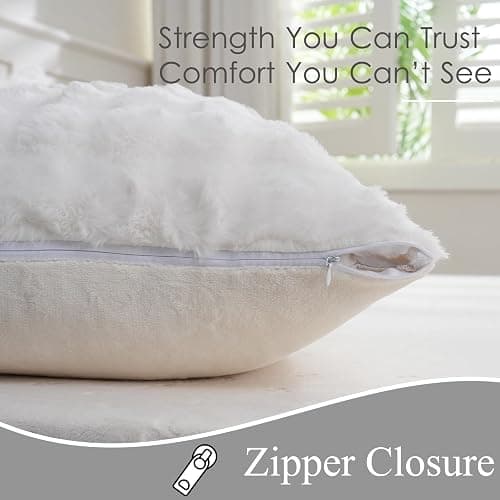 Chumerry Faux Fur Body Pillow Cover, Super Soft Fuzzy Plush Bedding Pillow Long Pillowcases 1 Pieces, Chic Striped Plaid Geometry Decorative White Body Pillowcase for Couch, Bed, 20 x 54 Inches thumbnail 4