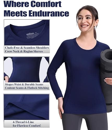 Compression Shirts Woman's Athletic Workout Undershirt Dry Fit T-Shirt for Gym Running Short Long Sleeve Tops thumbnail 4