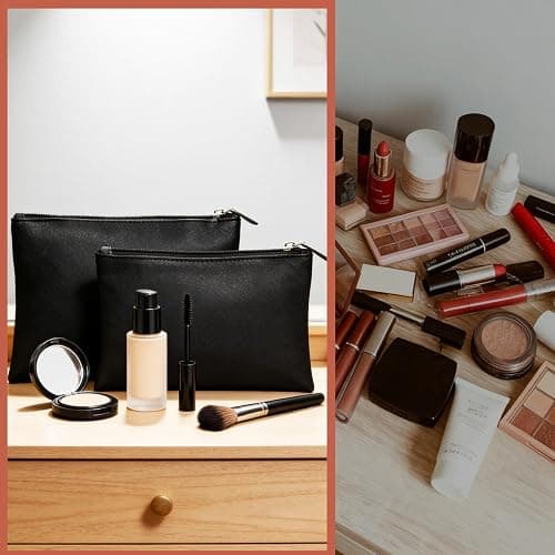 Gvhntk 2 Pcs Makeup Bag Small Cosmetic Bag for Purse Pouch PU Leather Cute Travel Pouch with Zipper Organizer Storage for Women thumbnail 6