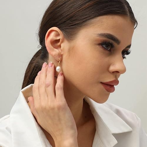XYJZXY Gold Huggie Small Hoop Earrings with Charm Personalized Snake/Evil Eye/Star/Cross/Lock/Key 18k Gold Plated Crystal Drop Dangle Earrings for Women thumbnail 3
