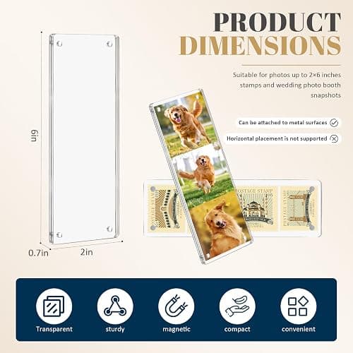 4 Pcs 2x6 Acrylic Photobooth Magnet Frame, Picture Strip Holder for Fridge | Clear Acrylic Frame with Strong Magnets, Perfect for Displaying Photo Strips on Refrigerators, Lockers, Desks, and more thumbnail 3