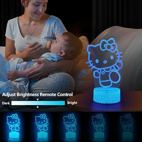 AIHYING Cat Night Light Cute Night Light - Anime Charater 16 Color Change Decor Kitty Lamp with Remote, Dim, Timer,Kids Gifts for Christmas Birthday,Nursery Baby thumbnail 7