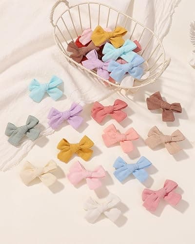 jollybows Mini Lined Hair Clips Bows for Babies, Infants, Toddlers, Girls and Teens - 40pcs 2" Tiny Barrettes - Shape A-20 colors thumbnail 7
