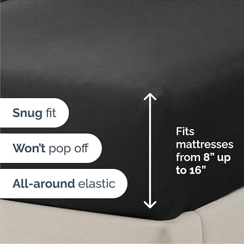Queen Size 4 Piece Sheet Set - Comfy Breathable & Cooling Bed Sheets Set - Hotel Luxury Bedding for Women, Men, Kids, Teens, Boys & Girls - Deep Pockets, Ultra-Soft, Wrinkle Free - Oeko-Tex - Black thumbnail 3