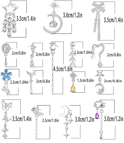 16 Pairs Silver Dangle Earrings For Women,Trendy Diamond Stud Earrings For Women, Hypoallergenic Earrings Dangling for Teen Girls thumbnail 6