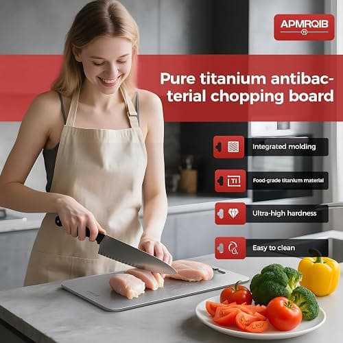 APMRQIB Titanium Cutting Board Set of 3,100% Pure Titanium Cutting Boards for Kitchen, Double Sided Non Toxic Cutting Board, Ideal Charcuterie & Chopping for Meat, Hygiene Durable Dishwasher（S+M+L) thumbnail 2