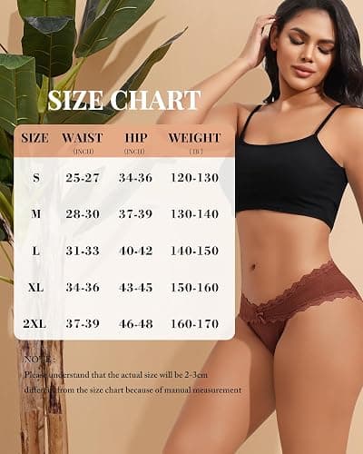 LEVAO Womens Cotton Underwear Multipack Cheeky Bikini Panties 6Pack | 95% Cotton, Breathable Soft Lace, Stretch Hipster Briefs for Women, Everyday Casual Wear,Workouts & Sleeping, Gift Pack S-XXL thumbnail 6
