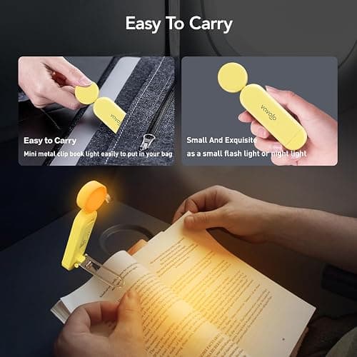 VAVOFO USB Rechargeable Book Light, Blue Light Blocking, Amber Clip-On Bookmark Shaped Reading Light with 6 LEDs and 9 Modes for Bedtime Reading thumbnail 8