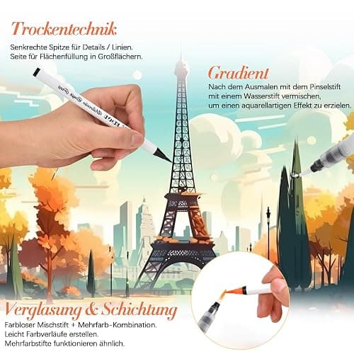 KEMYR Watercolour Pens Set with Brush Tips – 72 Rich Vivid Colours,3 Blender Pens for Smooth Blending, Watercolour Brush Pens Professional Art Supplies for Drawing, Coloring Books, Calligraphy thumbnail 3