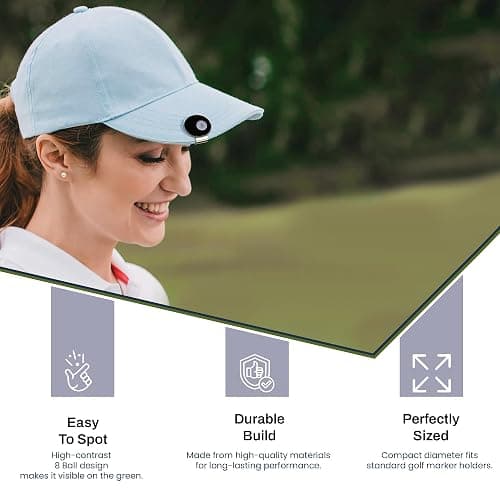 8 Ball Golf Ball Marker- Premium Golf Marker for Putting Green | Unique Golf Ball Marker for Men & Women – Ballmarker Golf Gift for Alignment & Style, 1" Wide thumbnail 8