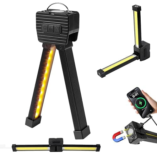 OKNIAO Magnetic Gym Lamp for Posing, Portable Magnet LED Flashlight with Hanging Hook, 7th Gear Dimming & 180 Degree Folding, Handheld USB Rechargeable Power Bank Camping Light (1 PCS) - Image 1