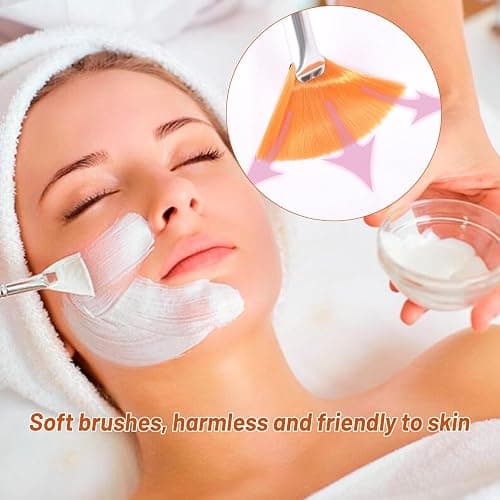 20 Pieces Fan Brushes Facial Applicator Brush Soft Makeup Mask Acid Applicator Brush Esthetician Cosmetic Brush for Mud Cream, Makeup Peel (White) thumbnail 4